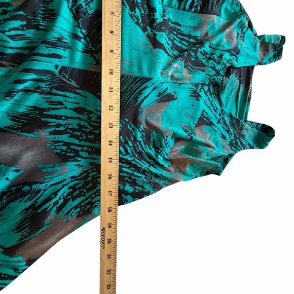 Papa Vancouver Vibrant Teal and Black Sleeveless Tropical Print Dress-Size Small - Picture 3 of 11